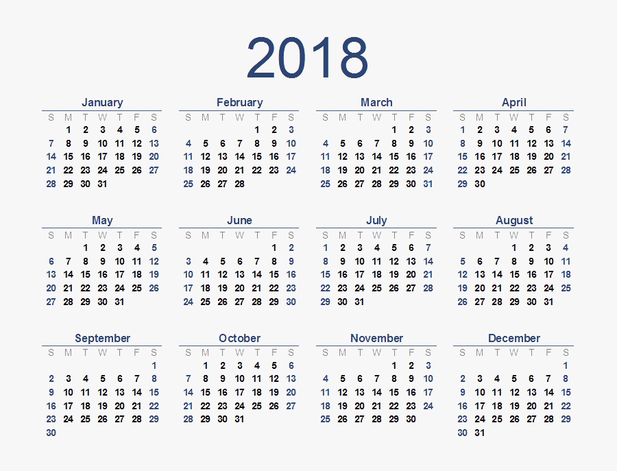 Download 2018 Calendar Png Background - End Of 2018 Calendar, Transparent Clipart
