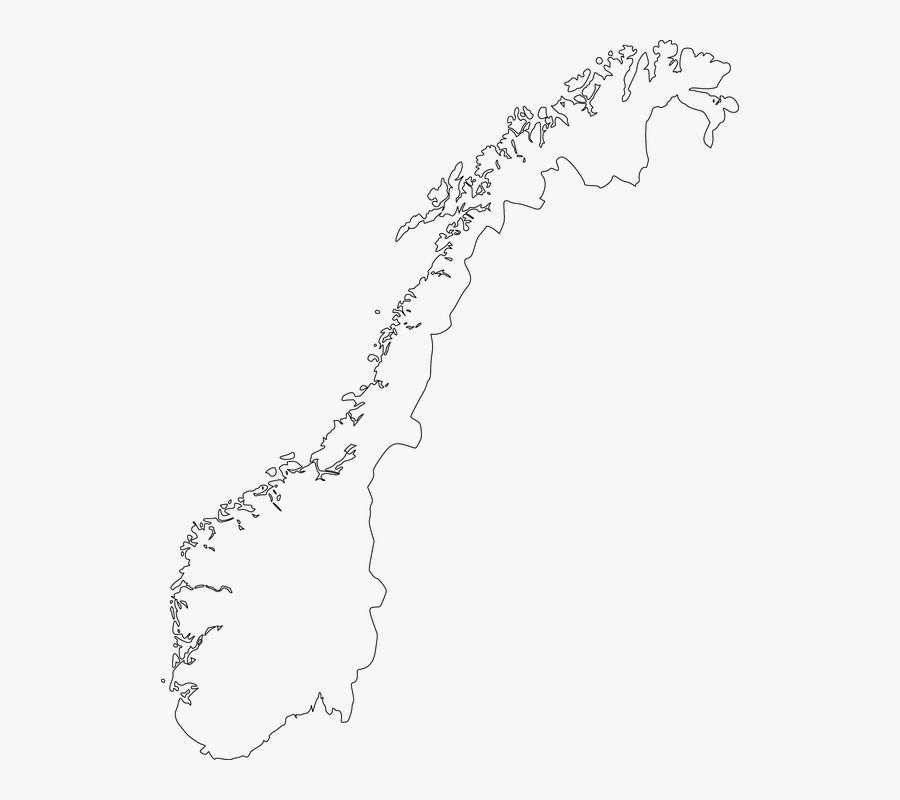 Norway, Map, Country, Europe, Norwegian - Norway Map Outline, Transparent Clipart