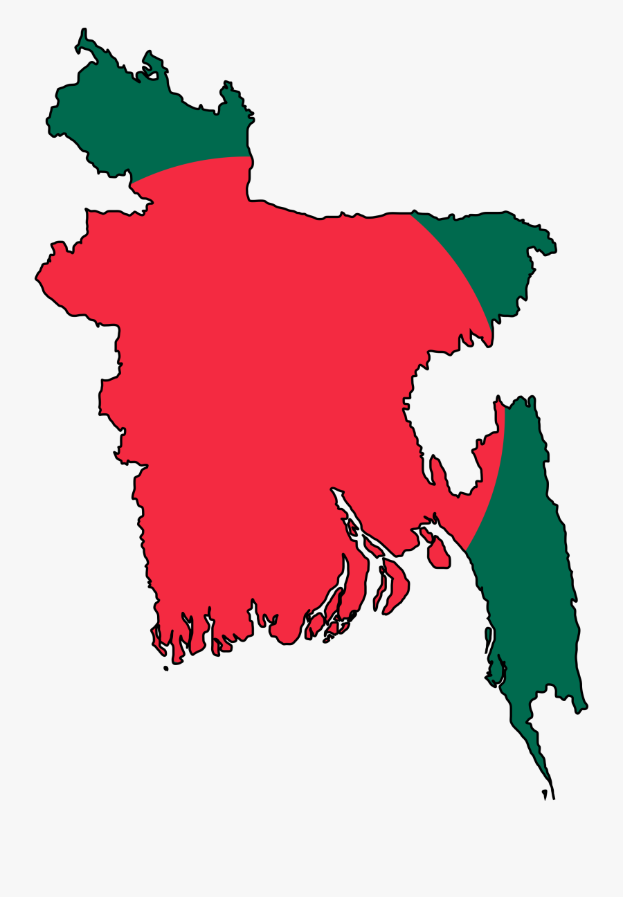 Bangladesh Flag Map Large Map - Bangladesh Map Flag, Transparent Clipart