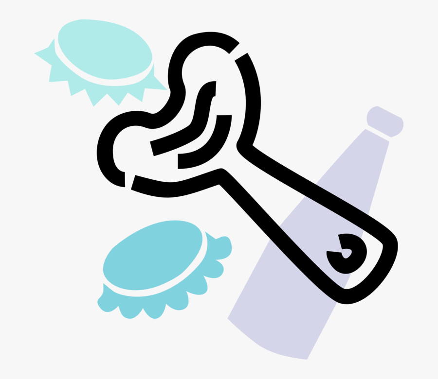Vector Illustration Of Bottle Opener With Bottle Caps,, Transparent Clipart