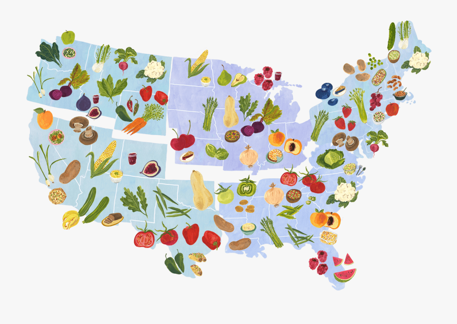 Fruit Map Of Us, Transparent Clipart