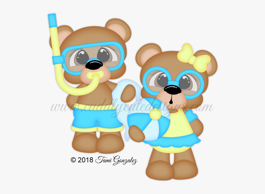 Swim Bears - Cartoon, Transparent Clipart
