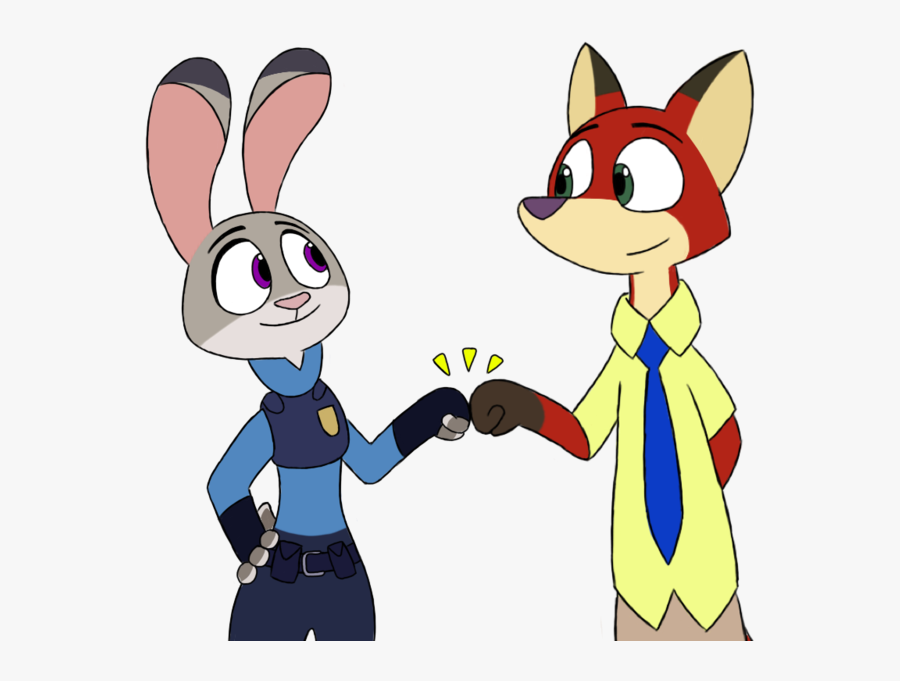 Nick And Judy By Rubengr Fur Affinity - Fist Bump Cartoon Clipart, Transparent Clipart
