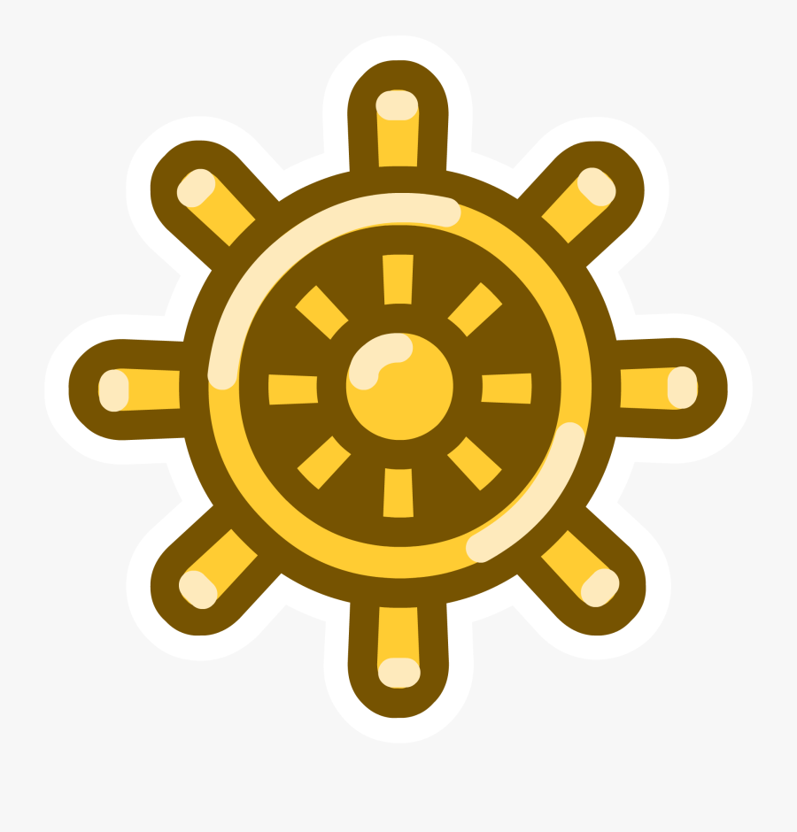 Club Penguin Wiki - Ship Steering Wheel Black And White, Transparent Clipart