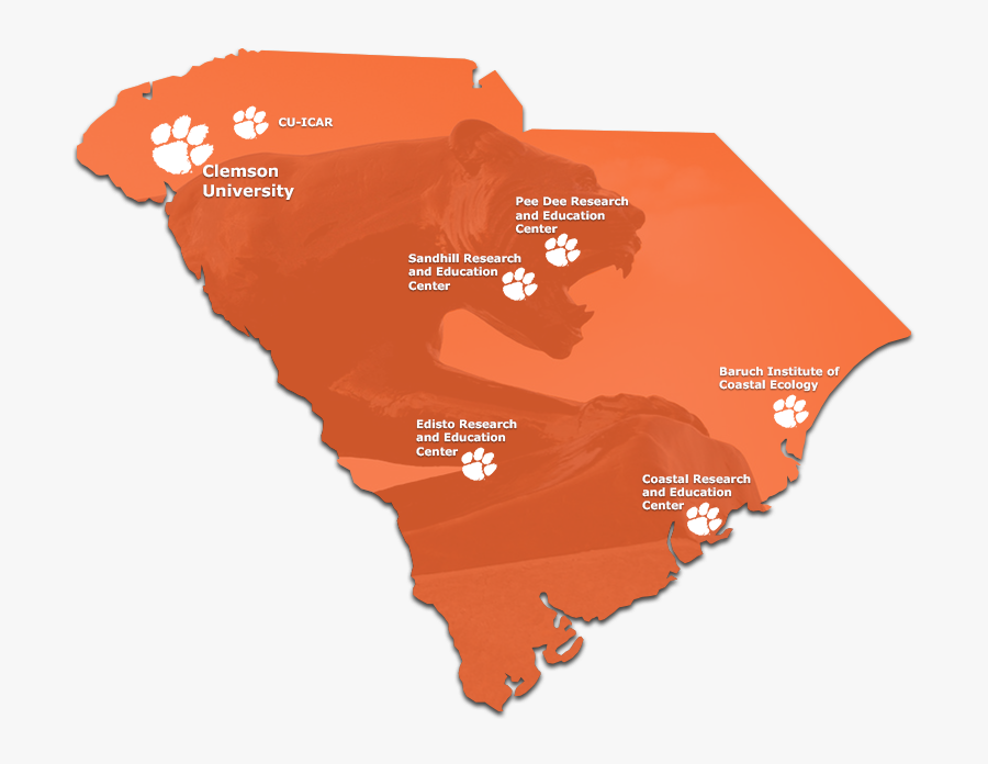 Clemson Sc Map - South Carolina Clemson Map, Transparent Clipart