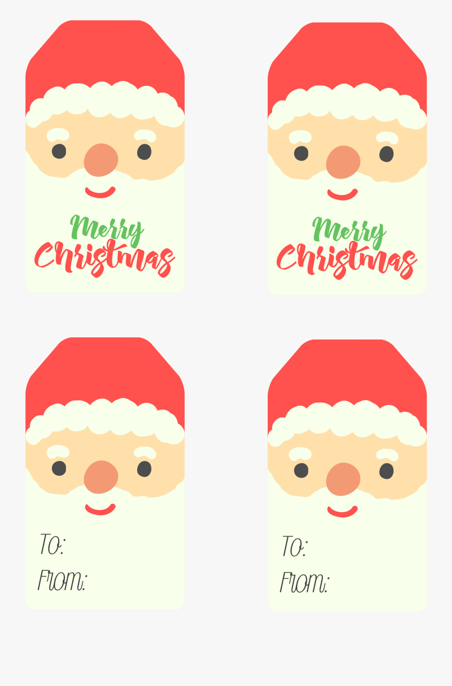 Christmas Tag Santa Free Printable, Transparent Clipart