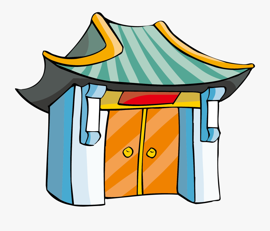 Chinese Temple Cartoon Buddhist Yellow Transprent Png - Buddhist Temple Cartoon Png, Transparent Clipart