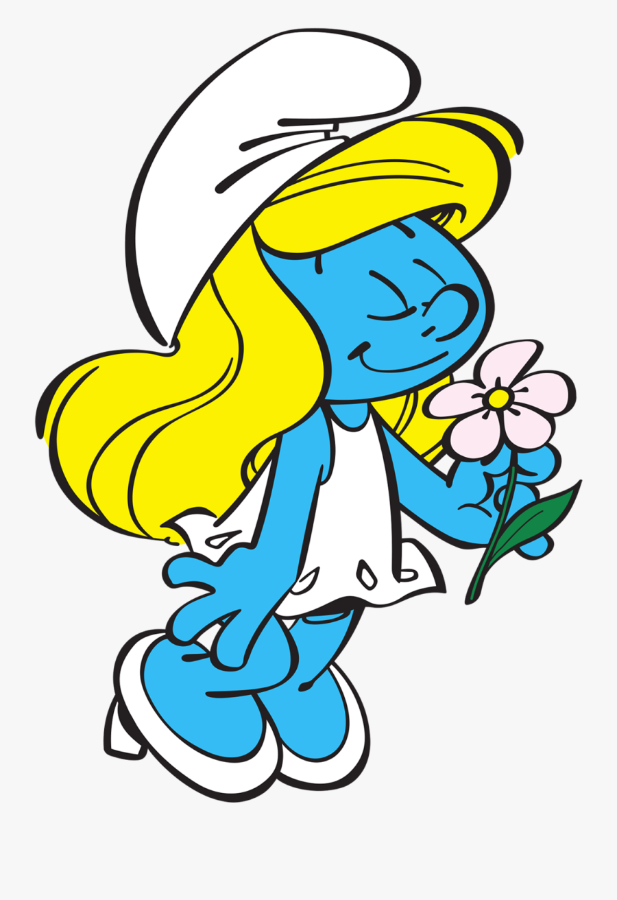 Transparent Sea Lion Clipart - Smurfette With Flowers, Transparent Clipart