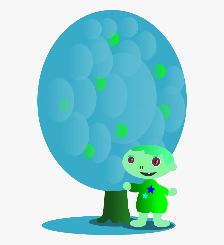 Red Fruit Tree With A Baby - Cartoon, Transparent Clipart