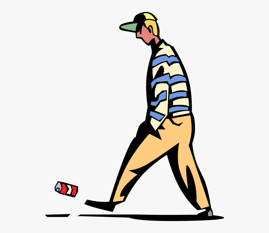 Vector Illustration Of Apathetic Bored Teenager Kicks - Persona Pateando Una Lata, Transparent Clipart