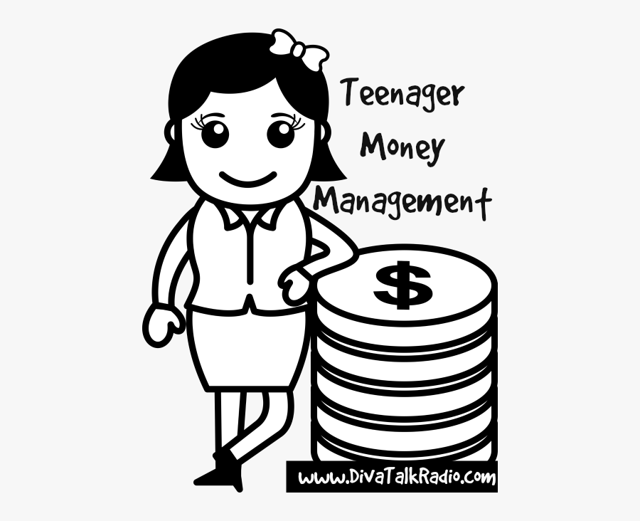 Teenager Money Management - Teacher Girl Cartoon Black And White, Transparent Clipart