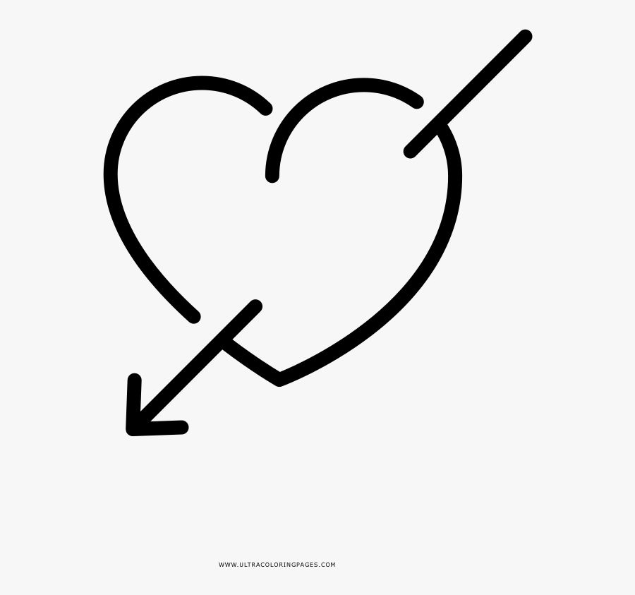 Heart And Arrow Coloring Page - Heart, Transparent Clipart