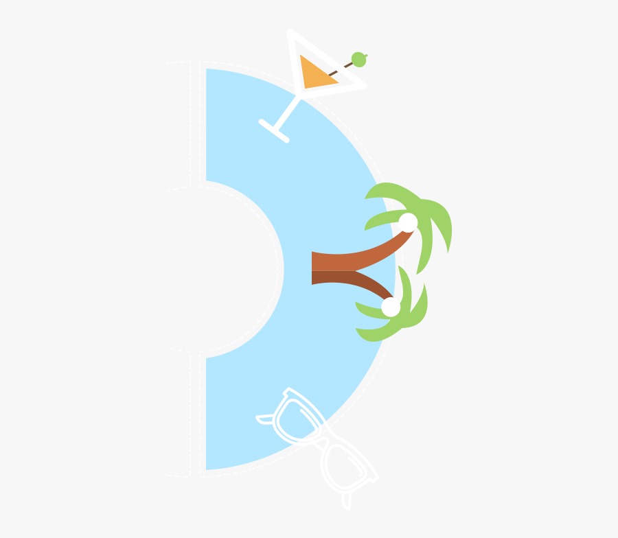 Beach With Drink Palm Tree And Sunglasses, Transparent Clipart