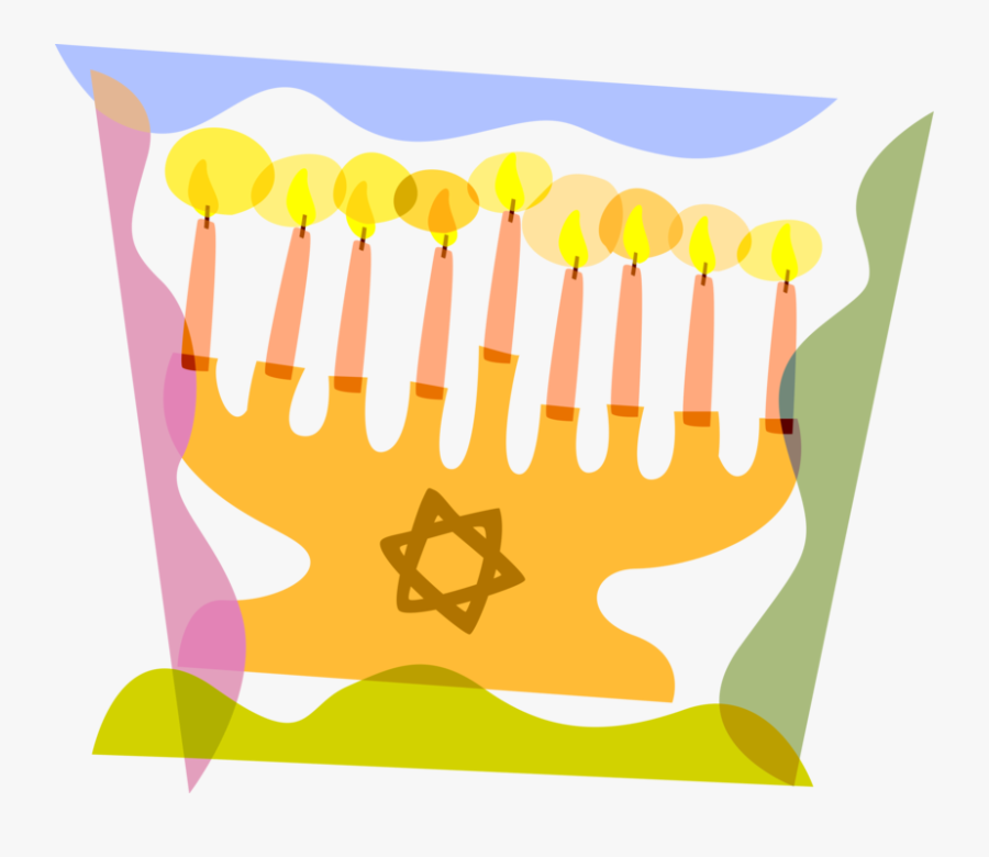 Vector Illustration Of Jewish Chanukah Hanukkah Menorah, Transparent Clipart