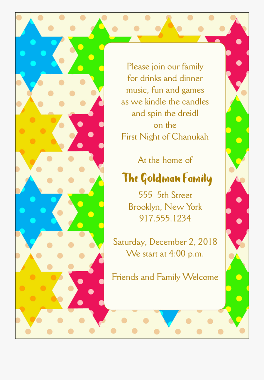 Hanukkah Party Invitation - Fête De La Musique, Transparent Clipart