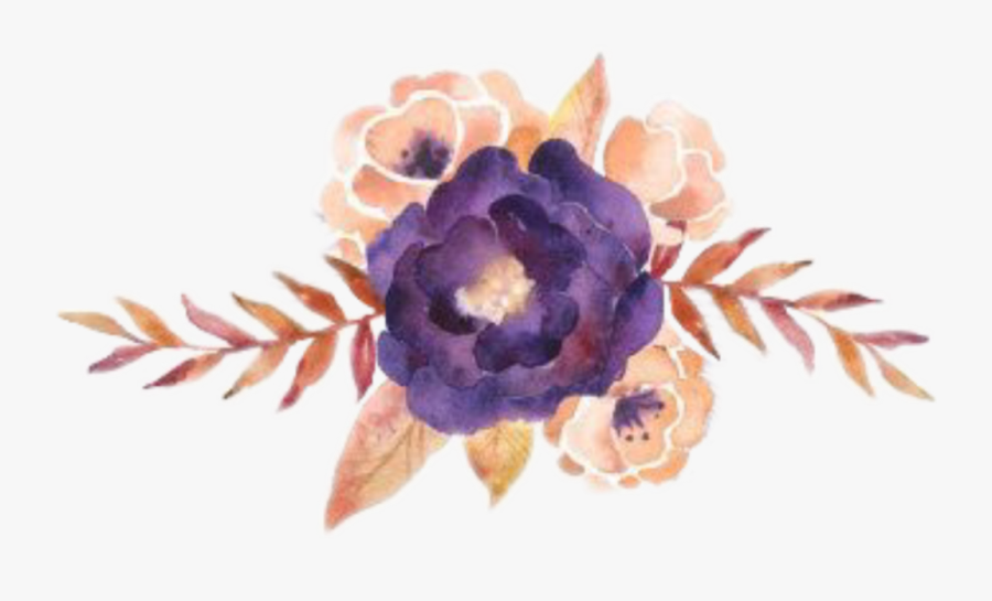 #watercolor #flowers #clipart #png #purple #gold #pretty - Purple Watercolor Flowers Png, Transparent Clipart