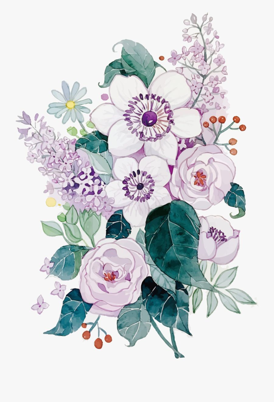 Clipart Royalty Free Floral Design Flower Painting - Watercolor Painted Vector Flower Png, Transparent Clipart