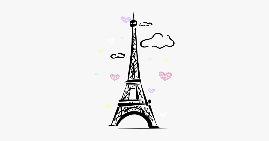 #eifeltower #french #heart #freetoedit - Eiffel Tower Drawing Cartoon, Transparent Clipart