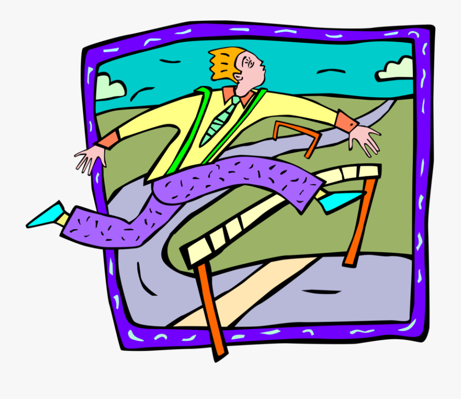 Vector Illustration Of Track And Field Hurdler Running, Transparent Clipart