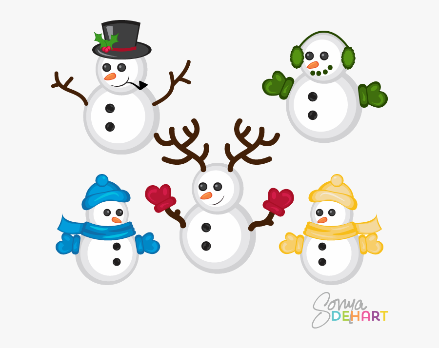 Snowman Free Cute Clipart Clip Art On Transparent Png - 5 Snowmen Clipart, Transparent Clipart