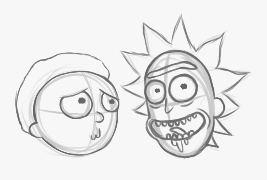 Rick N Morty Sketch By Alexanderthepanda - Rick And Morty Face Drawing, Transparent Clipart