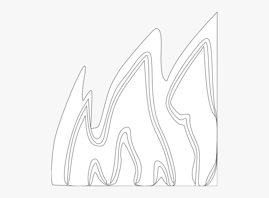 Flames Black White Line Art 555px - Drawing, Transparent Clipart