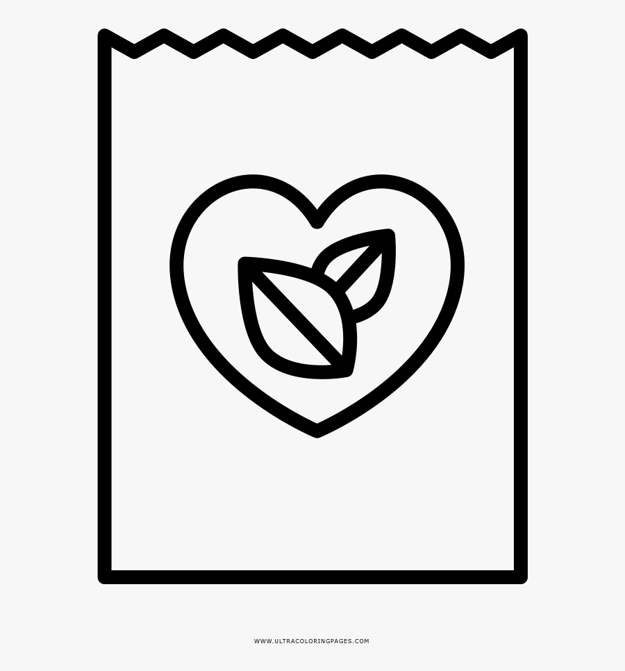 Lunch Bag Coloring Page - Heart, Transparent Clipart