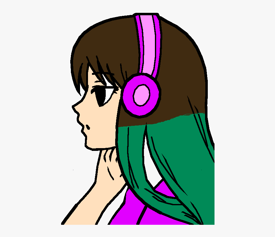 Anime Girl While Listening Music, Transparent Clipart