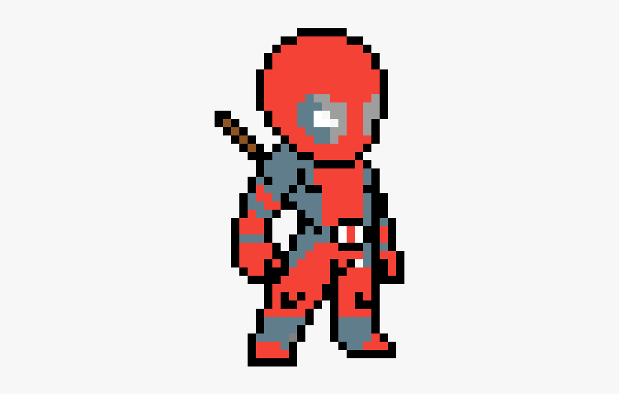 Drawing Pixel Deadpool - Minecraft Pixel Art Superhero, Transparent Clipart