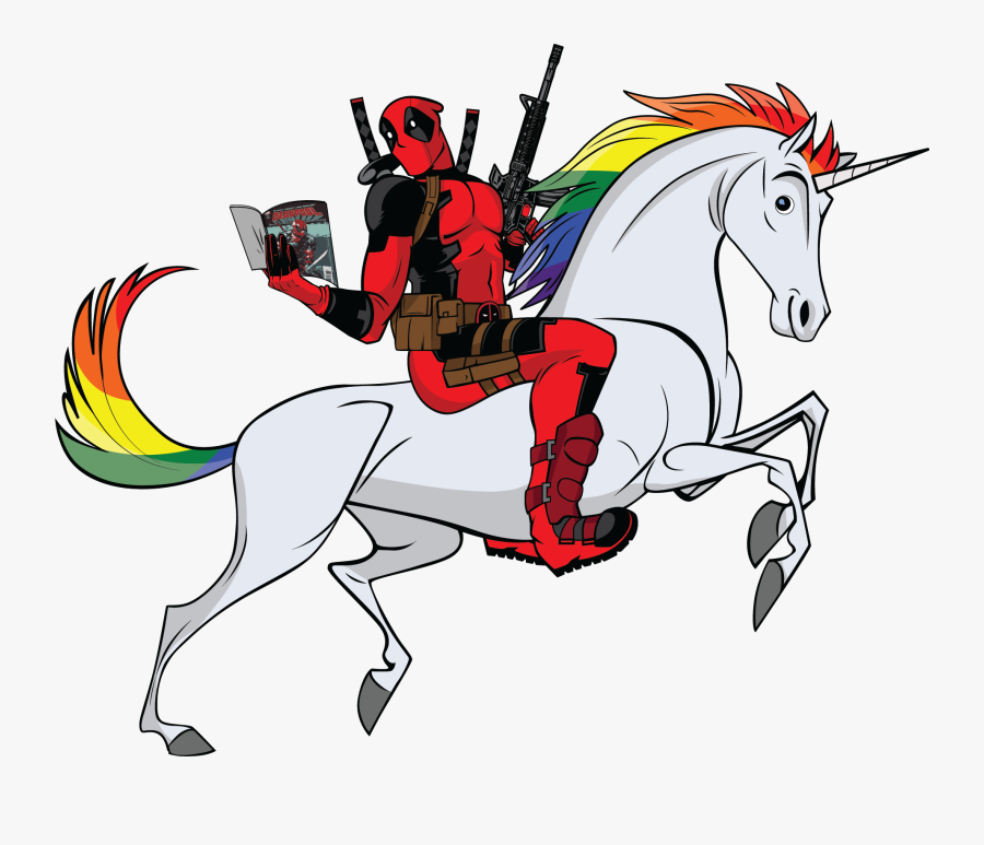 Deadpool Clipart Sticker Cutting - Deadpool Riding A Unicorn Clipart, Transparent Clipart