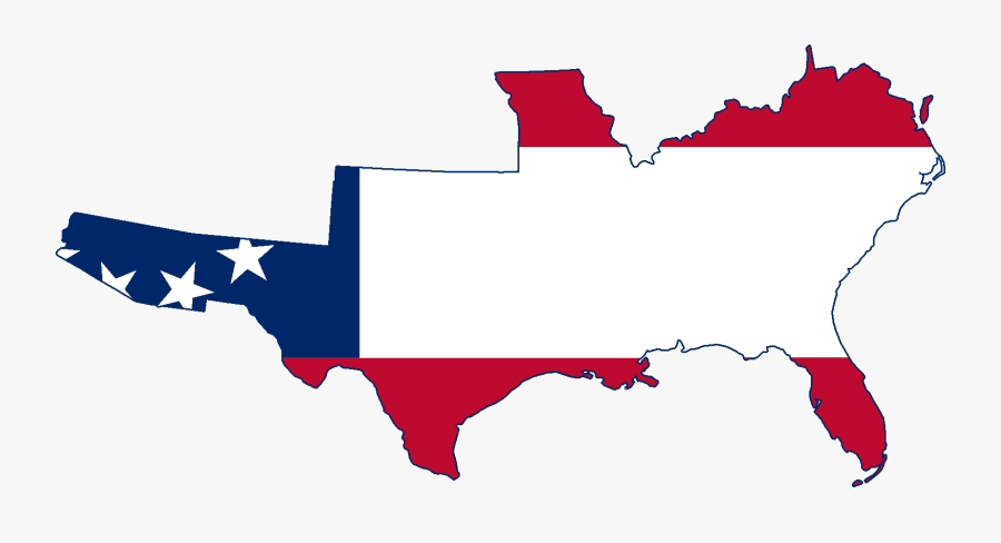 Flag Map Of The Greater Confederate States Of America - Confederate States Of America Flag Map, Transparent Clipart