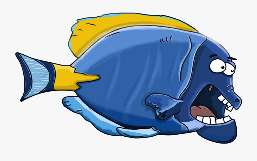 Fish, Aquarium, Cartoon, Yellow, Blue, Small Fish - รูป ปลา นิล การ์ตูน, Transparent Clipart