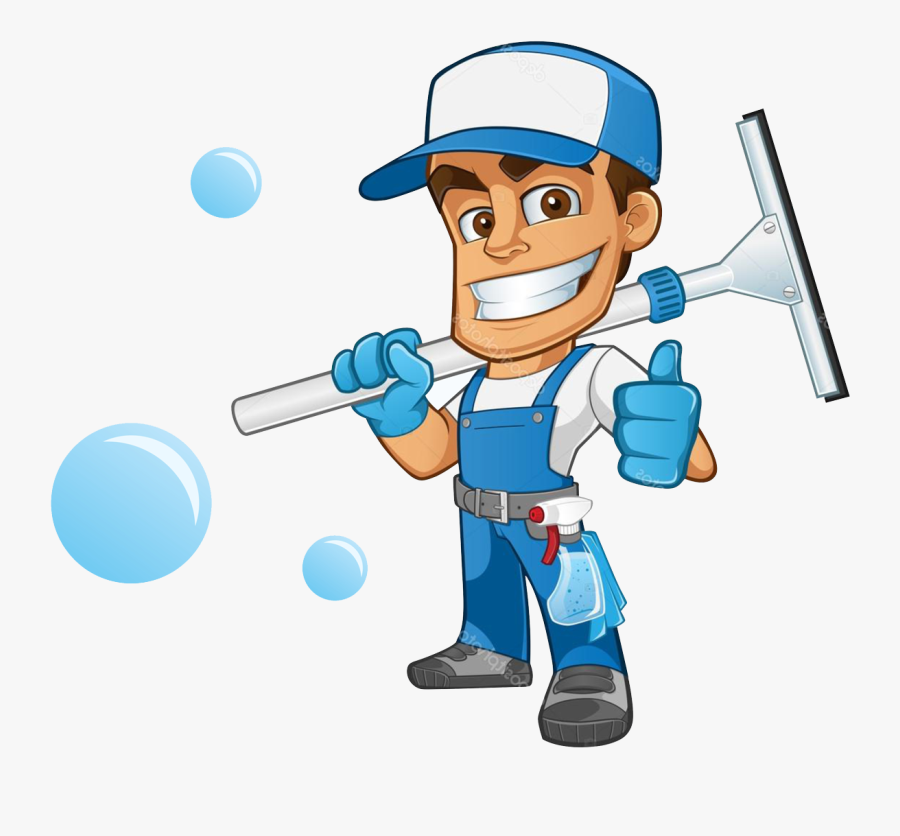 Palm Window Cleaning Llc Logo - Window Cleaner Man Cartoon, Transparent Clipart
