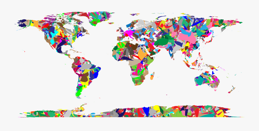 Modern Art World Map Clip Arts - World Map Equirectangular Projection, Transparent Clipart