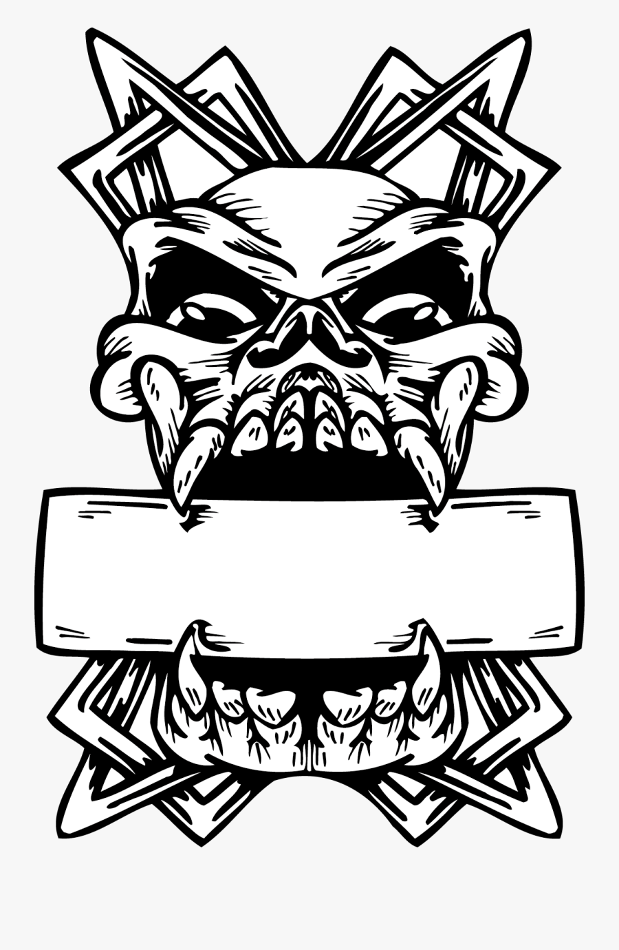 Graffiti Skull Free Frame Clipart - Black And White Graffiti, Transparent Clipart