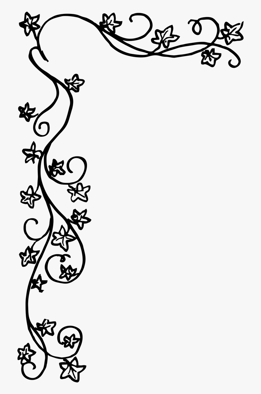 Ivy Border Plant Free Picture - Floral Border Black And White, Transparent Clipart