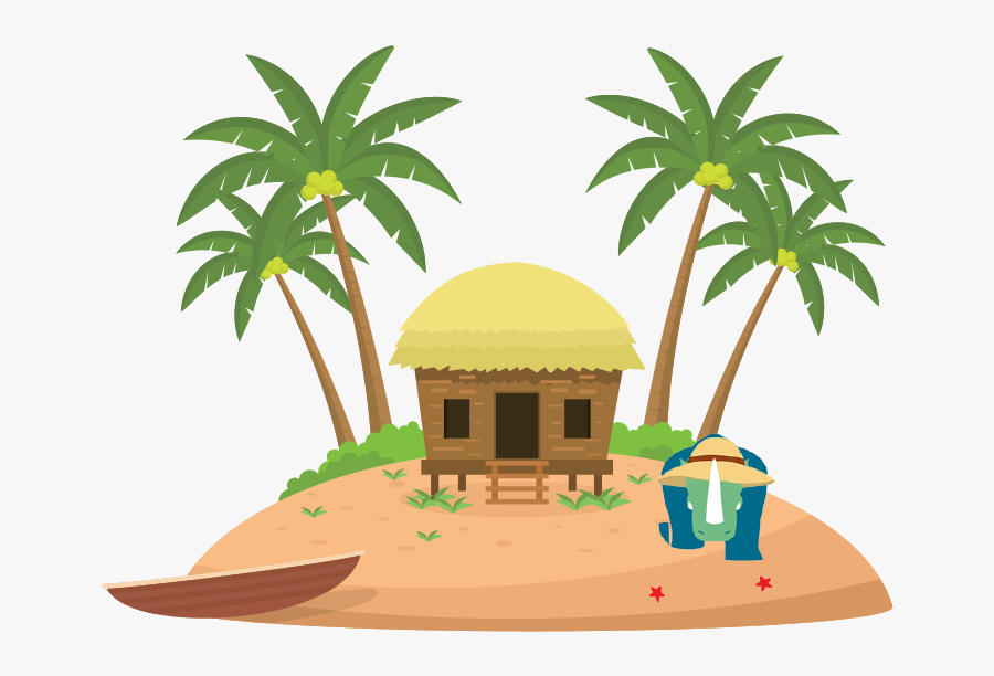 Island Illustration Vector, Transparent Clipart