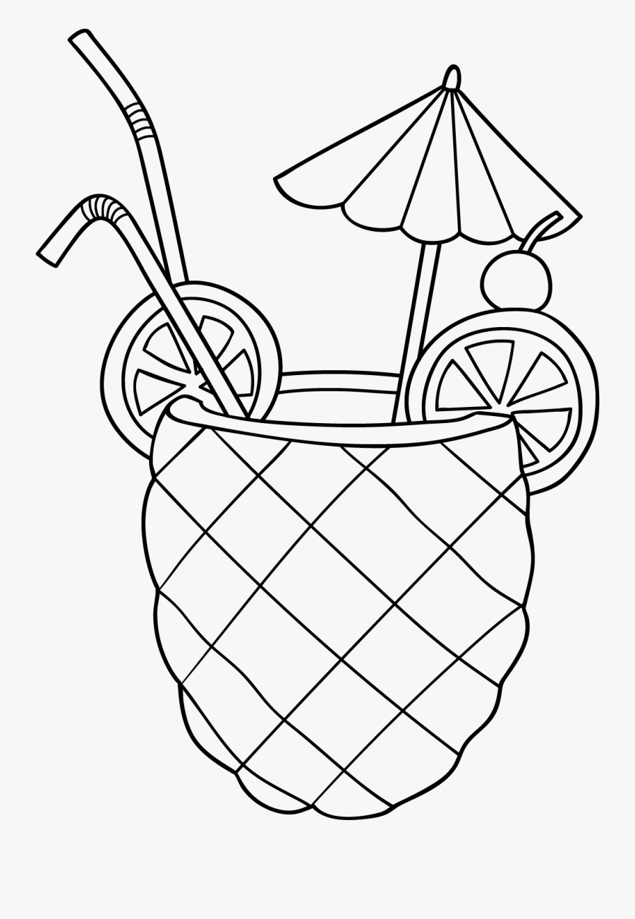 Tropical Drink Digi Stamp, Transparent Clipart