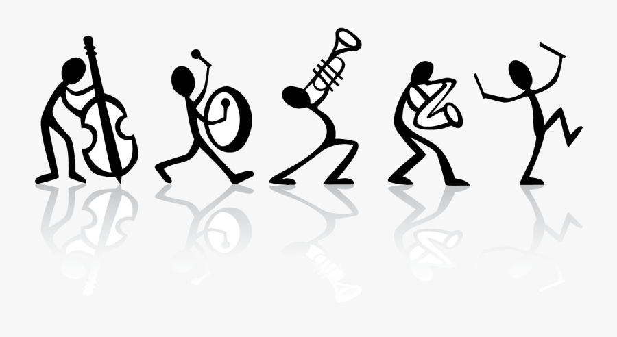 Stick Figure Marching Band, Transparent Clipart