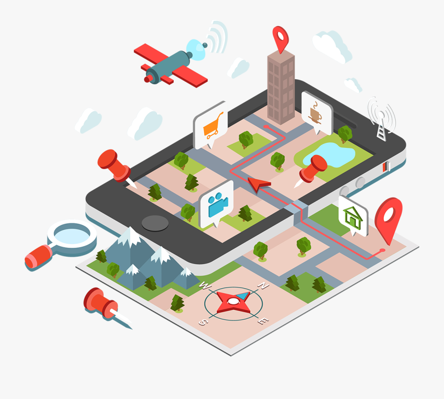 Making Your Business {mobile} - Isometric 3d Infographic Map, Transparent Clipart
