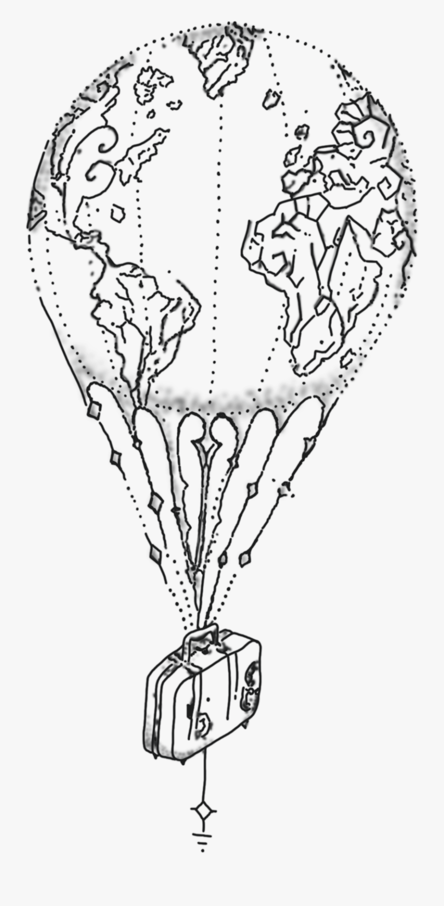 Ballon Drawing Black And White - Hot Air Balloon Tattoo Draw, Transparent Clipart