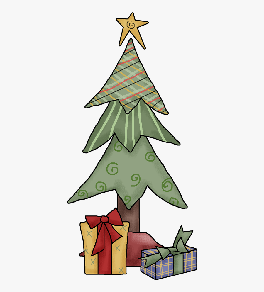 Angel Flying Tree - Primitive Christmas Tree Png, Transparent Clipart