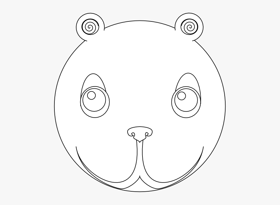 Cute Bear Head Black White Line Art Christmas Xmas - Cartoon, Transparent Clipart