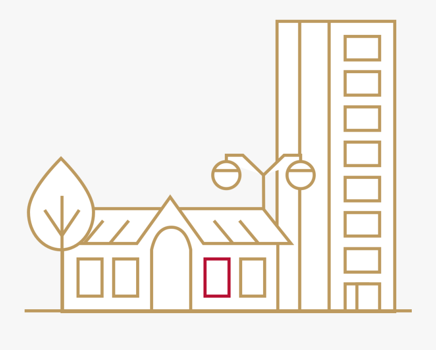 Icon Of A Home And An Apartment Building - Illustration, Transparent Clipart