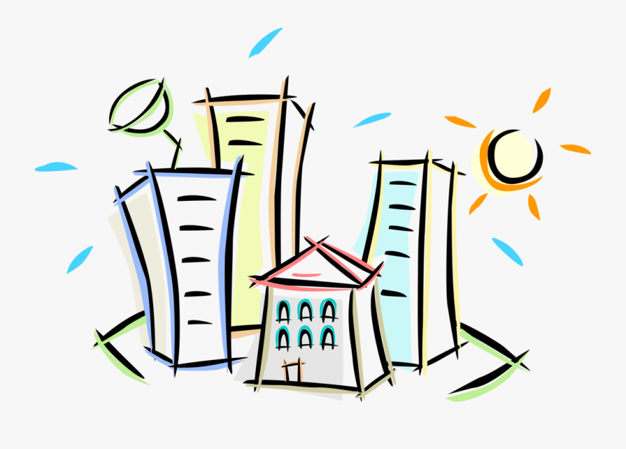 Vector Illustration Of City Urban Houses And Apartment - Casas E Predios Png, Transparent Clipart