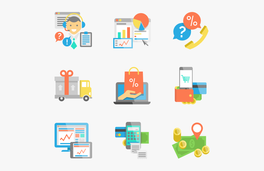 E-commerce And Shopping Elements - Online Shop Vector Png, Transparent Clipart