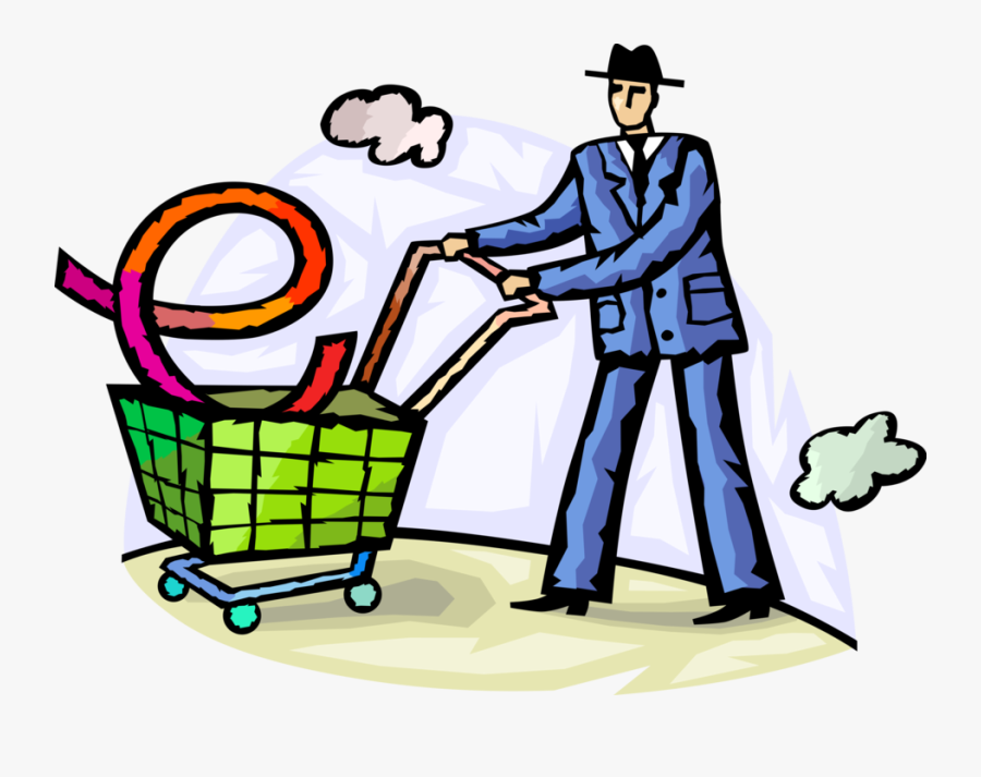Vector Illustration Of Businessman Shops Online With, Transparent Clipart