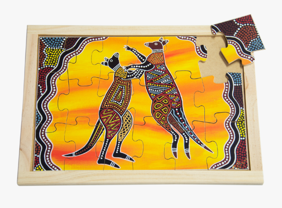 Aboriginal Art Kangaroos Large Puzzle - Kangaroo, Transparent Clipart