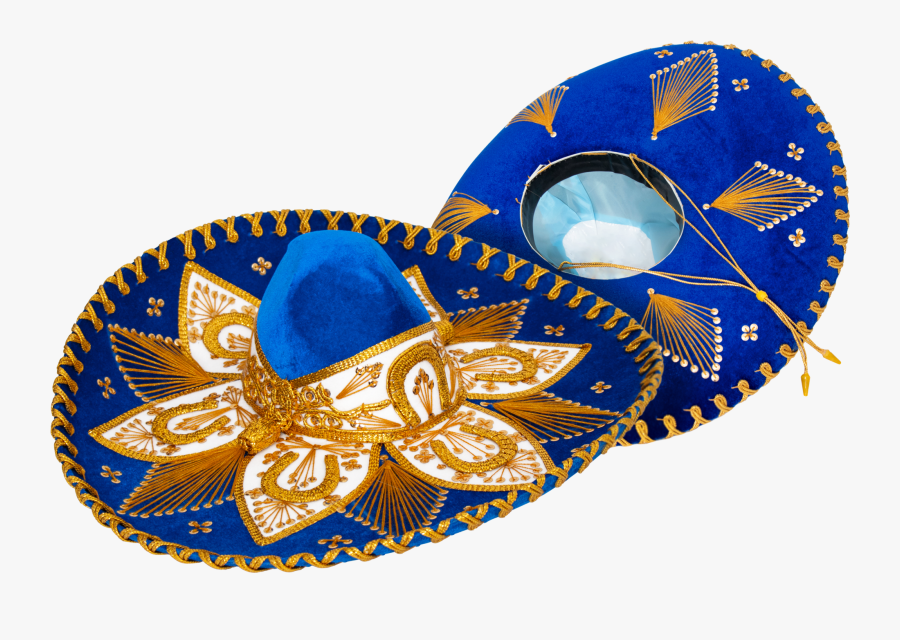 Charro Hats Blue And Gold, Transparent Clipart