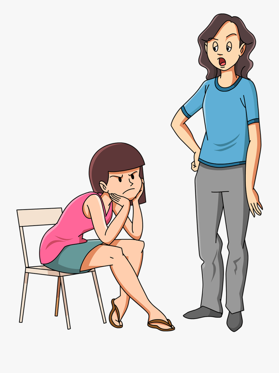 Illustration Of Angry Teenager With Mother Standing - Cartoon Of Family Situation, Transparent Clipart
